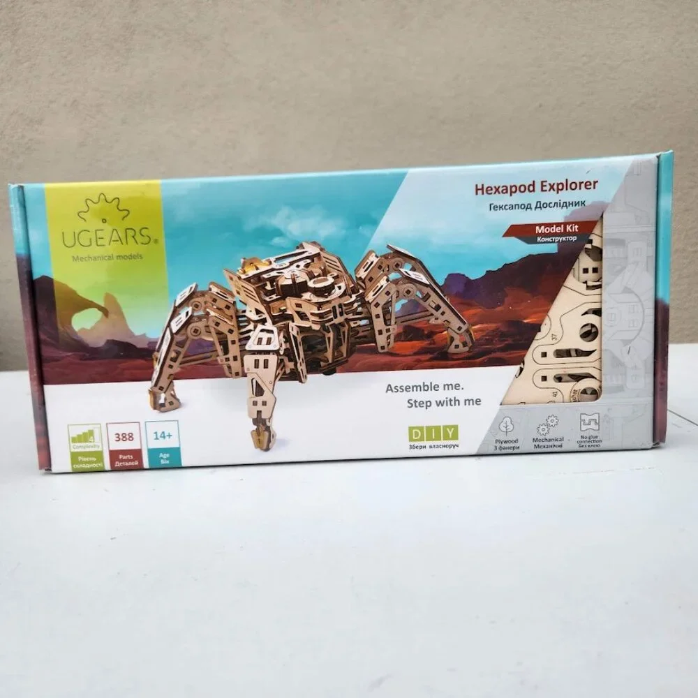 NEW Ugears Hexapod Wooden 3D Puzzle Walking Robot Model Kits Spider Gift Real wa